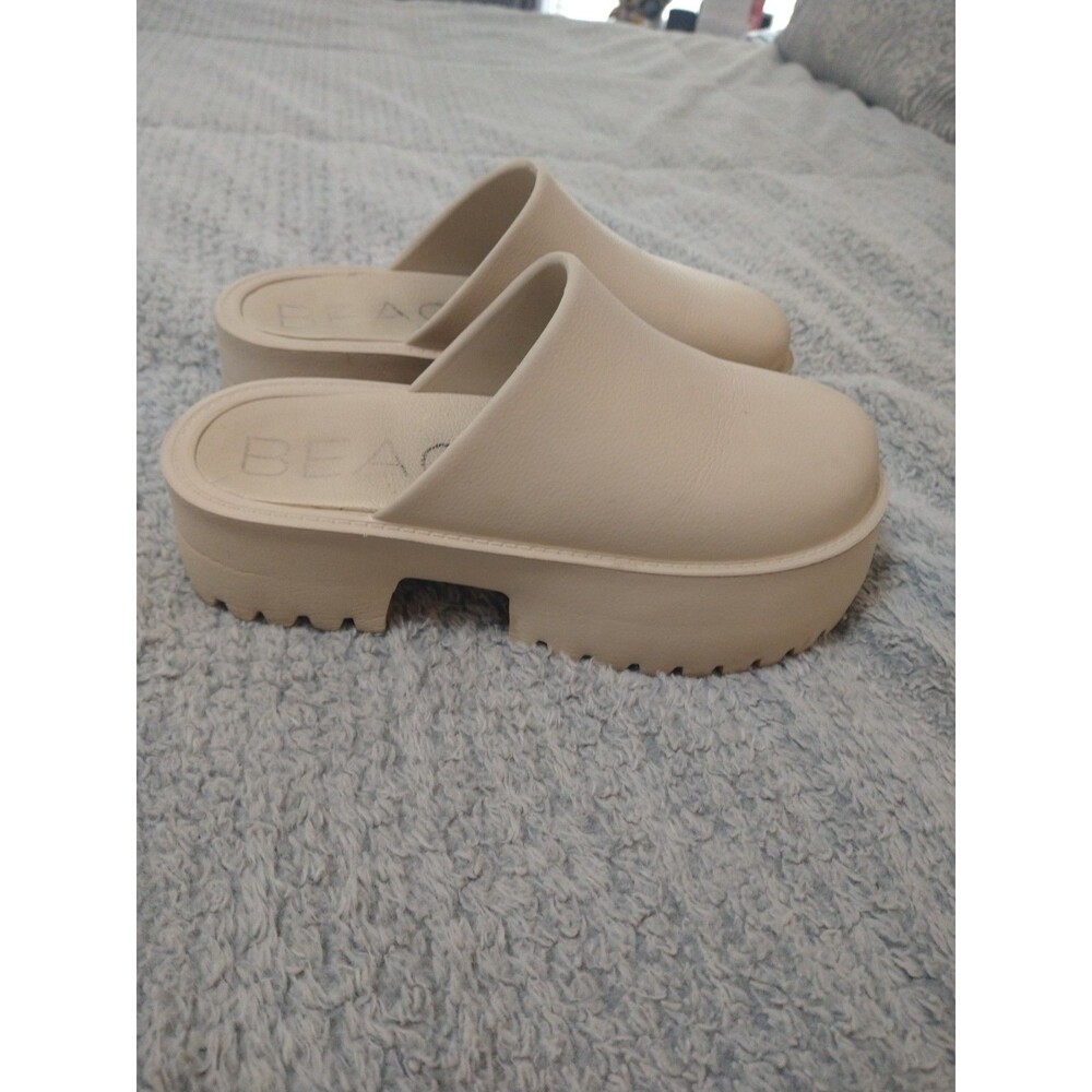 Beach Platform Chunky Clogs Shoes Size 9 Cream Boho Beachy Y2K - Picture 3 of 10